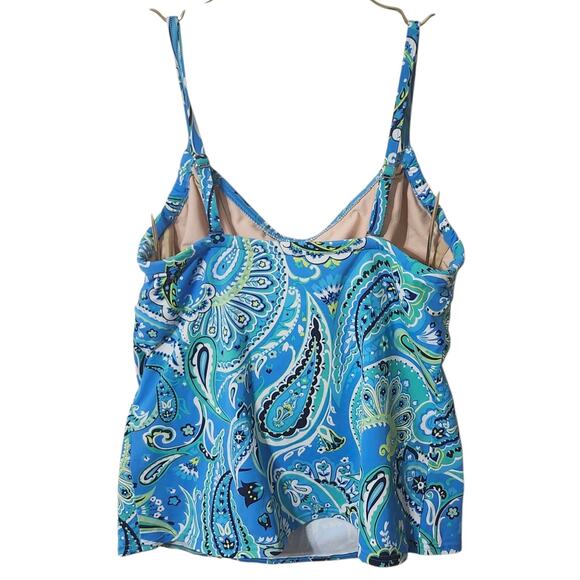 Lands End NEW Size 10L Swim Tankini Top Underwire Turquoise Paisley Tie Front - Picture 8 of 16